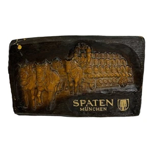 VINTAGE Spaten Munchen 3D Munich Beer Foam Sign Horse & Wagon Beer Sign - Picture 1 of 4