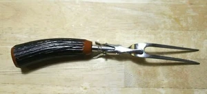 Vintage Bone Handle Carving Fork Antler Serving Meat 11.5" long. - Picture 1 of 5