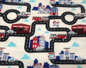 23 inches Super Snuggle Cotton Flannel in Things that Go Streets Print - Picture 1 of 1