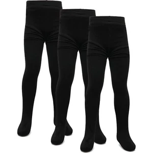 Kids Girls Fleece Lined Thermal Tights Pack Of 3 Cosy Winter Stretchy Tights - Picture 1 of 9