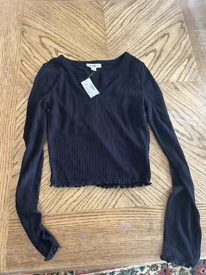 New Girls Lettuce Edge Top Long Sleeves Size L - Image 1 of 4