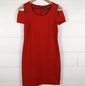 DKNY Donna Karan Dress Size 2 XS Cold Shoulder Shift Ponte Knit Red - Picture 1 of 7