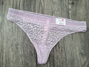 Size L 12-14 NWT Secret Treasures Lavender Leopard Lace Thong Panty Underwear