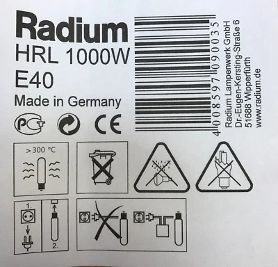 OSRAM/RADIUM HQL MBF-U HRL HPL 700W/1000W E40 Lampada A Vapori Di Mercurio - Immagine 1 di 2