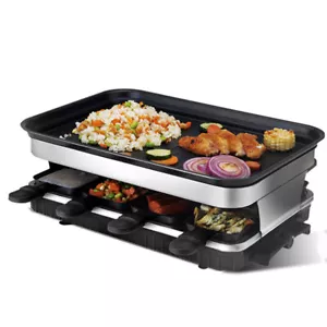 Raclette Piastra Grill 1500W con 8 Mini Padelle, Temperatura Infinitamente Regolabile - Foto 1 di 11