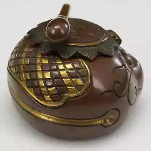 Japanisches Meiji Inkwell gemischtes Metall Lotus Design - Bild 1 von 10