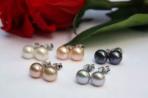 7mm 7 Color Cultivo Agua Joyería de Perlas Set Pendientes Plata 925 - Imagen 1 de 10