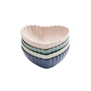 4pc Wiltshire Petite Petal Heart Shaped Everyday Dining Fluted Edge Bowls Set - Picture 1 of 3