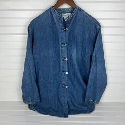 Camisa de mezclilla azul ligero 100 % algodón deportiva Geoffrey Beene para mujer talla 4 Foto 1 de 4