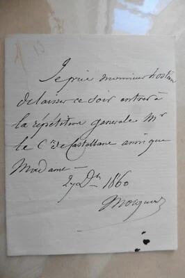 Lettre Autographe Mocquard secrétaire chef cabinet de Napoléon III Second Empire - Photo 1/2