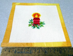 Adorno cosido a mano completo, vela y hojas, 5x5 en general, 2 x 1.5 obras de arte - Imagen 1 de 2
