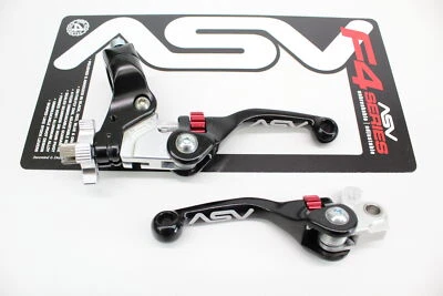 ASV F4 Brake & Clutch Levers Shorty Black Kawasaki KX250F 2011-12 KX450F 2009-12 - Image 1 of 4