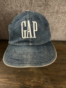 Gorra de béisbol vintage Gap Denim azul desteñida con tirantes sombrero años 90 Y2K ropa de calle - Imagen 1 de 6