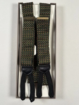 VTG Men's Button Braces Suspenders Woven Thanksgiving Orange Gold Burgundy Green - Image 1 of 4