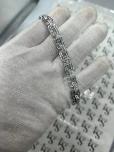 Link Bracelet Baguette Shape Aprrox 32 Grams Men's 8 Inches Customized 5.0Ct - Picture 1 of 4