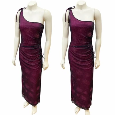 Maxi Vestido Zum Zum by Niki Livas Un Hombro Baile de graduación Rosa Negro Brillo 7/8 Foto 1 de 4