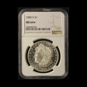 1880-S $1 Morgan Silver Dollar NGC MS64 Star - Free Shipping USA - Picture 1 of 3