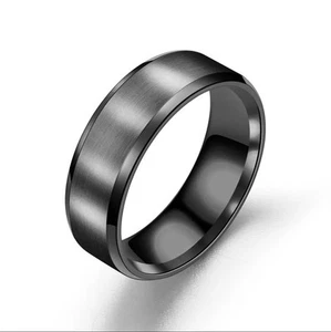 Black Titanium Steel Ring Mens Size 10 - Picture 1 of 1
