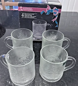 Vintage Duralex Christmas Mugs #3510 Set of 4 Made In France Original Box Unused - Picture 1 of 14