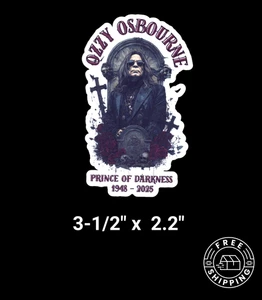 Calcomanía adhesiva troquelada tributo Ozzy Osbourne Príncipe de las Tinieblas 1948-2025 - Imagen 1 de 3