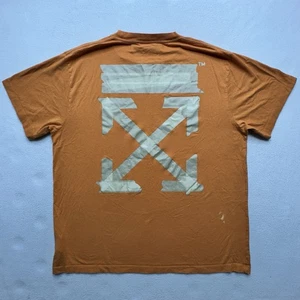 Camiseta naranja cinta flechas logotipo gran tamaño blanco roto ropa de calle envejecida talla M - Imagen 1 de 13