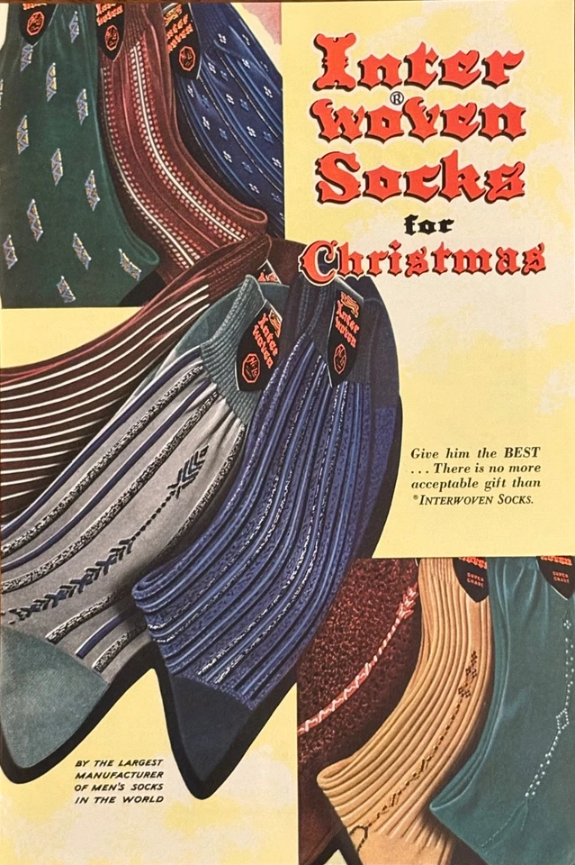 Interwoven Socks for Christmas 1952 Print Ad Gift Interwoven Stocking Company - Image 1 of 1