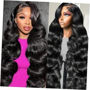 28 Inch Body Wave Lace Front Wigs Human Hair Pre Plucked 13x4 HD Lace Frontal - Picture 1 of 7