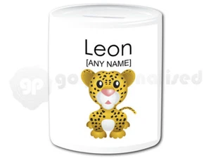 Personalised Ceramic Money Box- Leopard Cub Design - Picture 1 of 1