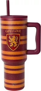 Harry Potter Bicchiere 40 Oz con Manico e Coperchio in Paglia Sciarpa Griffindor Isolata - Foto 1 di 9