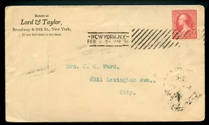 U.S. T III 1st Bur. Iss. on 1896 Cover w/Lord & Taylor Advertising Corner Card - Picture 1 of 2