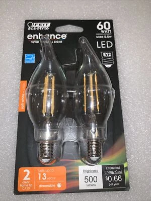 FEIT Electric 6 watts C10 LED Bulb 500 lumens Chandelier 60 Watt  Soft White - Image 1 of 4