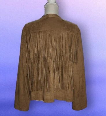 A.n.a. A New Approach XL Mujer Marrón Imitación Cuero Chaqueta Flecos Concierto Festival Foto 1 de 4