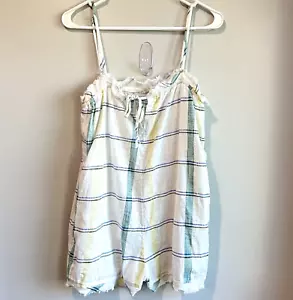Urban Outfitters XSmall Romper Women's White Loose Raw Edge Tie Adjustable - Picture 1 of 10