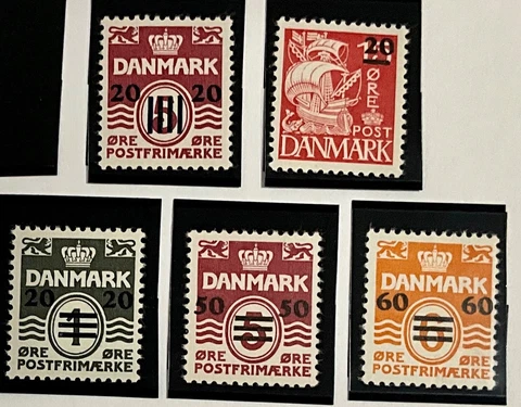 Faroe #Mi2-Mi6 MLH CV€900.00 1940 Denmark Overprinted Caravel [Cert][2-6] Cover