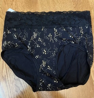 Womens Soma Intimates Celestial Stars Size Medium Black Lace Brief NWT - Image 1 of 4
