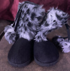 *TODDLER  GIRLS * BLACK SNOW BOOTS FAUX FUR TRIM  * SIZE 6 *  ZIPPERED SIDES *