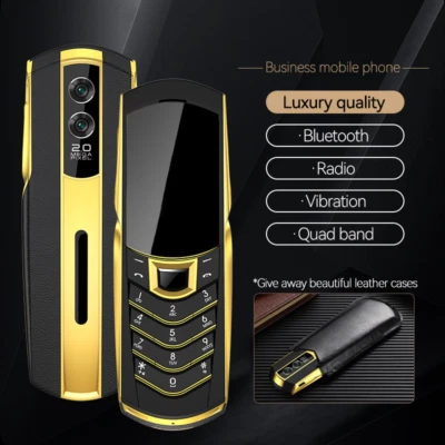 Unlocked Business Luxury Metal Body Leather Mobile Phone Dual SIM GSM Cellphone - Image 1 of 4