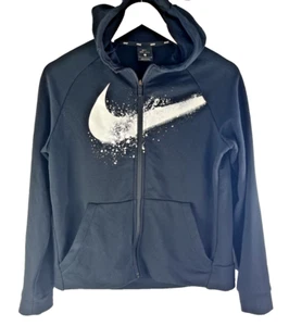 Nike Hoodie Jacket Boys Youth Large Long Sleeve Full Zip Logo Black CJ7814-010 - Picture 1 of 2