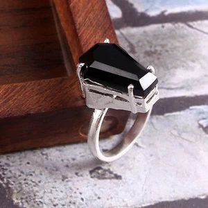 Anillo de ónix de plata esterlina anillo de calcedonia ataúd de plata esterli... - Imagen 1 de 3