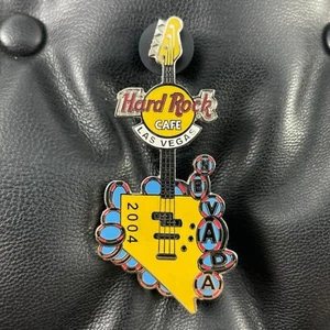 LAS VEGAS USA🎸Hard Rock CAFE®HRC PIN🎸2004 NEVADA STATE MAP GUITAR CASINO CHIPS - Picture 1 of 5