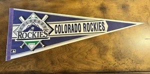 Vintage Colorado Rockies Pennant Old Logo w/Ball In Mountain - Picture 1 of 2