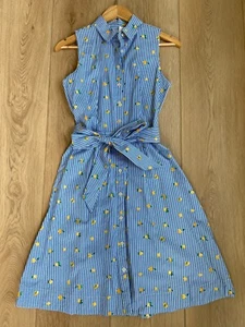 NUEVO VESTIDO CAMISERO SIN MANGAS ESTAMPADO LIMÓN J CREW FACTORY CINTURA CORBATA 2 - Imagen 1 de 5