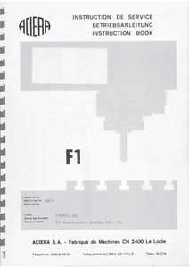 55123 Universal Milling Machine Operator Instructions Manual Fits Aciera F1 0020 - Picture 1 of 15