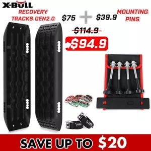 X-BULL Recovery Tracks 10T Sand Mud Snow 4WD 4x4 Black 1Pair Gen2 Mounting Pins - Picture 1 of 11