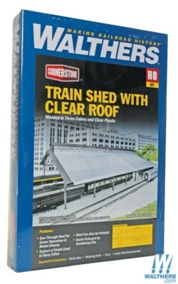 NEW Walthers 933-2984 Train Shed w/ Clear Roof Kit HO Scale Train FREE US SHIP - Image 1 of 2