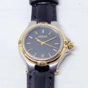GUCCI 9040L Date Black Dial Quartz Ladies Watch Vintage Used Working - Picture 1 of 7