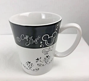 Disney Parks “Cup Of Magic” Coffee Mug Mickey Mouse Ceramic Tea Cup Black White - Picture 1 of 7