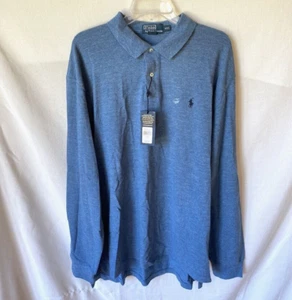Polo by Ralph Lauren Blue long sleeve Cotton Polo Shirt Size XXL NWT - Picture 1 of 6