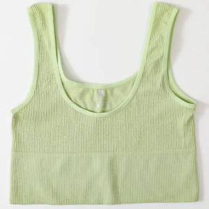 Women Tank Top Sports Ribbed Female Crop Tops Seamless Wireless Bras Sexy Linger
