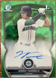Jonny Farmelo 2023 Bowman Draft Sapphire Green 1st Auto /99 Mariners RC - Picture 1 of 2